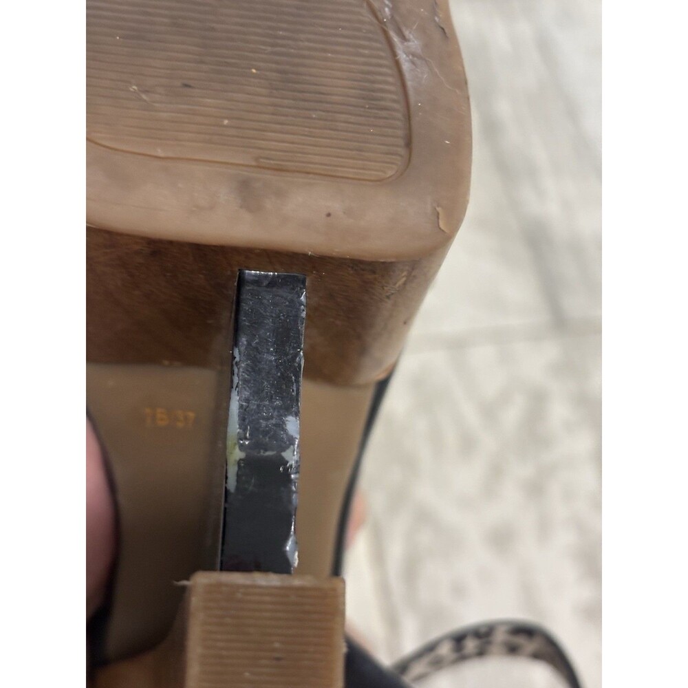 JESSICA SIMPSON Black Y2K Architectural Cutout Platform Heels Sandals Sz 7B - Picture 7 of 10